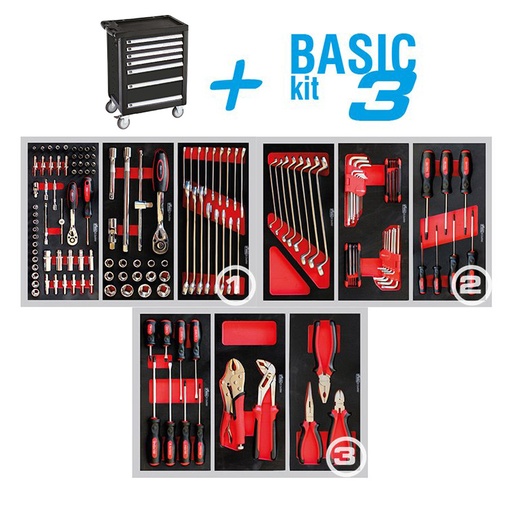 [05.088.56X] Instrumentu ratiņi TMX BASIC ar 7 atvilktnēm, melni (05.088.56X, MARCO TOOLS)