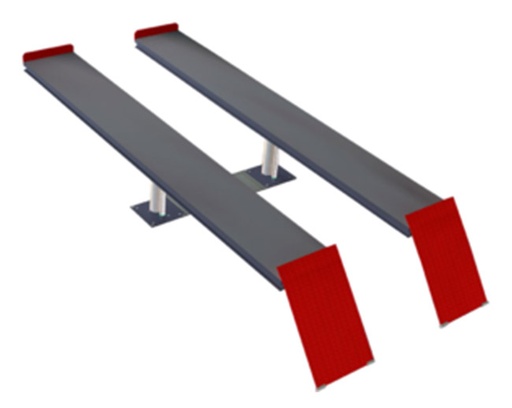 [P2-50.19-50A50] Dviejų cilindrų keltuvas P2-50 50A su 5000 mm užvažiavimo bėgiais, 5 t, eiga 1900 mm (P2-50.19-50A50, PITLIFT)