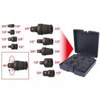 [515.0100] Smūginių didinamųjų ir mažinamųjų adapterių rinkinys, 9 vnt., 1/4-3/4" (515.0100, KS TOOLS)