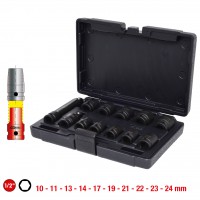 [515.0112] Trieciena muciņu komplekts 1/2", sešstūra, īsās, 12 gab., 10-24 mm (515.0112, KS TOOLS)