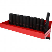 [515.0612] Šešiabriaunių smūginių galvučių rinkinys 1/2", ilgų, 13 vnt., 12-22 mm (515.0612, KS TOOLS)