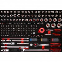[811.0167] 1/4 collas + 1/2 collas galviņu komplekts putuplasta ieliktnī, 167 gab. (811.0167, KS TOOLS)