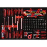 [811.0105] Muciņu un skrūvgriežu komplekts 1/4 collas putuplasta ieliktnī, 105 gab. (811.0105, KS TOOLS)