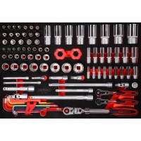 [811.0092] 1/4" + 3/8" + 1/2" muciņu komplekts putuplasta ieliktnī, 92 gab., collu (811.0092, KS TOOLS)