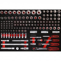 [811.0139] 1/4 collas + 3/8 collas + 1/2 collas galviņu komplekts putuplasta ieliktnī, 139 gab. (811.0139, KS TOOLS)
