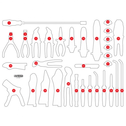 [821.0034-97] Tuščias putplasčio įdėklas, skirtas 821.0034 (821.0034-97, KS TOOLS)