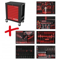 [815.6423] PERFORMANCEplus P15 instrumentu ratiņu komplekts ar 423 instrumentiem 6 atvilktnēs (815.6423, KS TOOLS)
