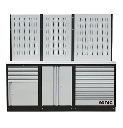 [4731801] Workbench with stainless steel worktop and back panel (4731801, SONIC)
