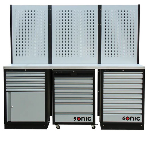 [4731814] Įrankių spintelių komplektas su metaliniu stalviršiu, vežimėliu ir sienele, SONIC EQUIPMENT (4731814, SONIC)