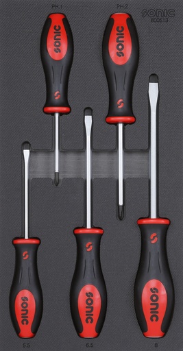 [600513] Go-through screwdriver set in tray for trolley, 5 pcs. (600513, SONIC)