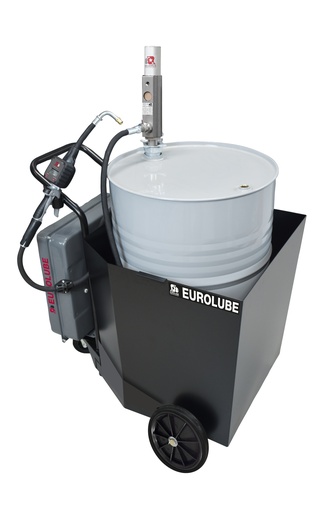 [137-62] Mobile oil dispenser, HD, 208 l with safety trolley, solid wheels (137-62, EUROLUBE)