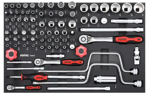 [108601] Bit socket set 1/4 in., 3/8 in. and 1/2 in., SFS-M, 86 pcs (108601, SONIC)