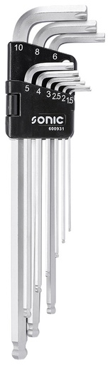 [600931] Extra-long ball-end hex key set with magnet, 9 pcs (600931, SONIC)