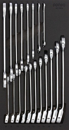 [601904] Wrench set for trolley – combination and ratcheting, 19 pcs (601904, SONIC)