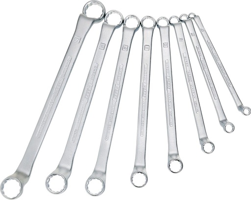 [630/12] Dvigubų žiedinių raktų rinkinys, išorinis 12 briaunų traukos profilis, 12 vnt. (6×7 – 27×32 mm) (630/12, HAZET)