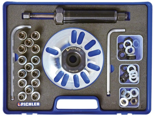 [61479005] Universal wheel hub remover with hydraulic spindle, adapters, (61479005, PICHLER)