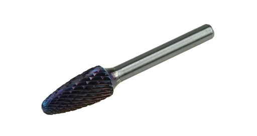 [67060017] Kietlydinio frezavimo antgalis 12 × 70 mm, medžio formos su apvalia viršūne (RBF), kryžminis dantukas, kotas 6 mm (67060017, PICHLER)