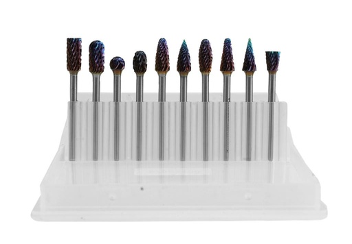 [67063100] Carbide burr set, cross cut, 10 pcs, shank 3 mm (67063100, PICHLER)