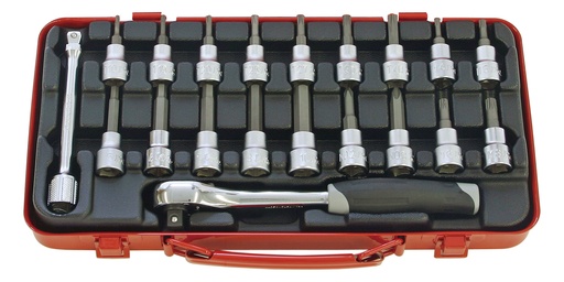 [73800607] 3/8 in. Drive Long Bit Socket Set, 20 pcs, Torx, Hex, XZN, Phillips, Metal Case (73800607, PICHLER)