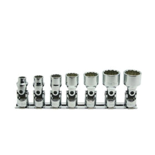 [73801178] 3/8 in. 12-point Universal Sockets (Whitworth), 7 pcs Set on Rail (73801178, PICHLER)