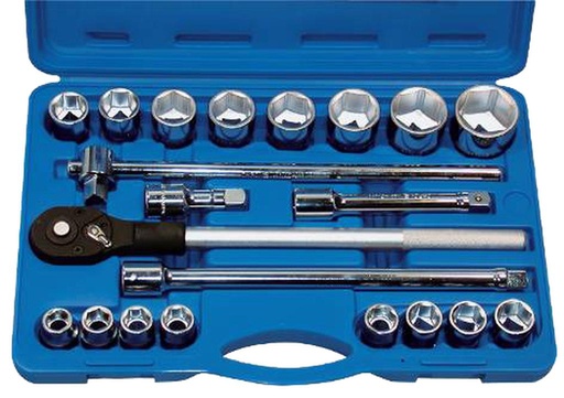 [7500550] 3/4 in. Drive 6-Point Socket Set, 21 Pieces, 19–50 mm (7500550, PICHLER)