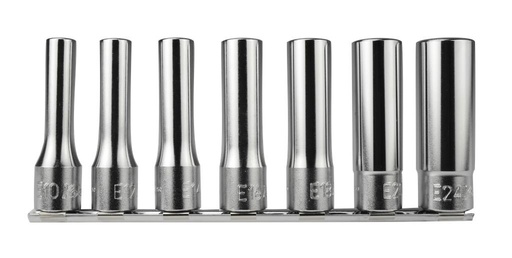 [7884300] E-Profile Socket Set, 6 pcs, E10–E24, 1/2 in. Drive, 77 mm Long (7884300, PICHLER)