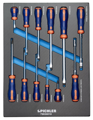 [79930010] Screwdriver Set, 12 pcs., Slotted & Cross (79930010, PICHLER)
