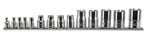 [9882750] E-Torx Socket Set E4–E24, 14 pcs, on Clip Rail (9882750, PICHLER)
