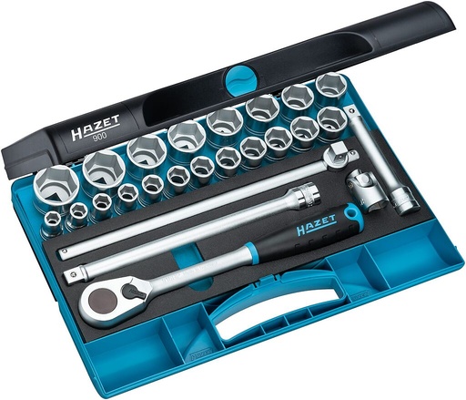 [900] Socket set - 1/2 inch (12.5 mm) square, hollow (900, HAZET)