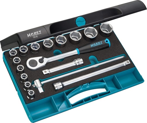 [906] Socket set - 1/2 inch (12.5 mm) square, hollow (906, HAZET)