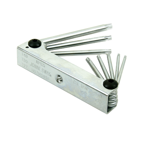 [H07M08SF] Sulankstomas žvaigždinių (TORX) raktų rinkinys 8 vnt. (H07M08SF, JONNESWAY)