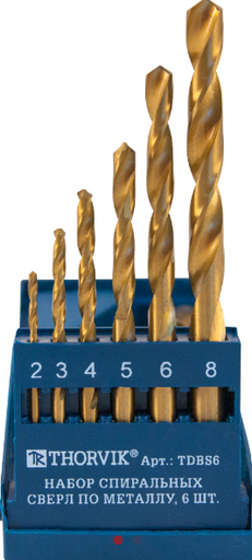 [TDBS6] Metāla urbju komplekts HSS TiN, 6 gab. (TDBS6, THORVIK)