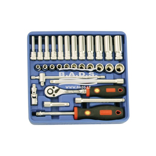 [TW-230M] Socket set 1/4" for trolley, 30 pcs (TW-230M, GENIUS)