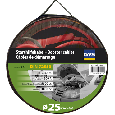 [056336] Užvedimo laidai, Ø25mm² - 2 x 3.5m JUMP LEADS PRO 500A (3.5L/5.5L) (056336, GYS)