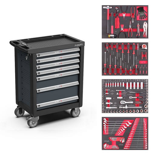 [AQT7178] Įrankių vežimėlis su 7 stalčiais ir 178 vnt. įrankių (AQT7178, AUTOEQ)