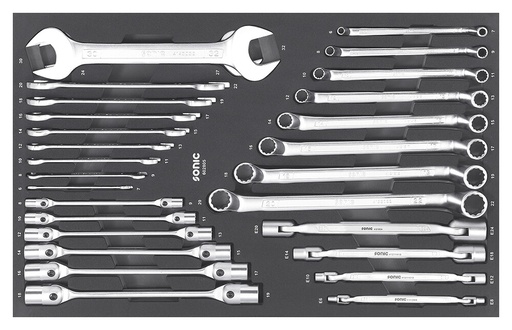 [602805] Combination wrench set 6–38 mm, 30 pcs, Sonic Equipment (602805, SONIC)