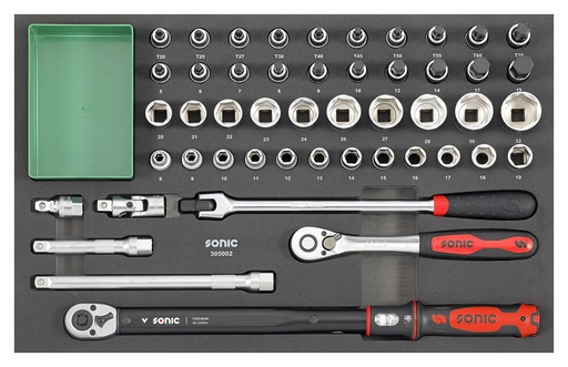 [305002] Combination 1/2" socket tool set SFS-M, 50 pcs, Sonic Equipment (305002, SONIC)