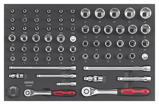 [306902] Combination socket set 3/8" and 1/2" SFS-M, 69 pcs (306902, SONIC)