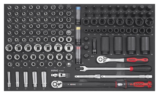 [313602] Kombinētais galvu komplekts 1/2" SFS-L, 136 gab., Sonic Equipment (313602, SONIC)
