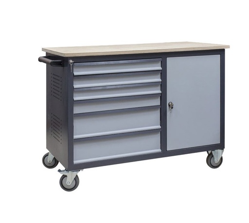 [4S2M/D P] Mobile workbench with 6 drawers and a cabinet (4S2M/D P, HUGAS)