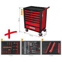 [826.7215] RACINGline BLACK/RED toolbox with seven drawers and 215 premium tools (826.7215, KS TOOLS)