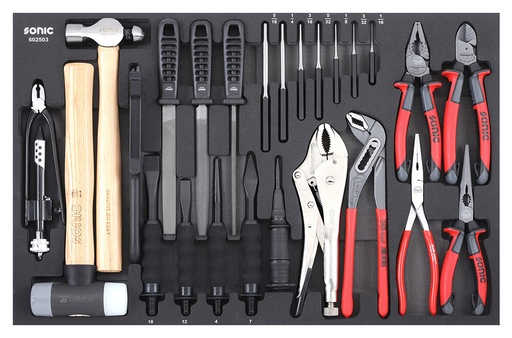 [602503] Įrankių komplektas į vežimėlį, 25 vnt., SONIC EQUIPMENT (602503, SONIC)