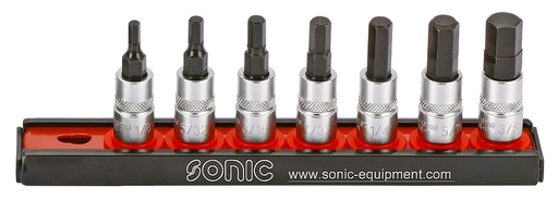[100702] Galvučių 1/4 su šešiakampiais antgaliais rinkinys (7 vnt.) (100702, SONIC)