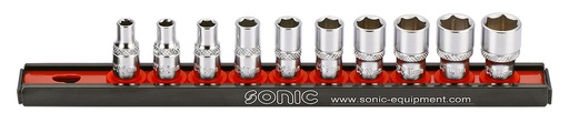 [101001] Sonic 1/4" Socket Set with Metal Holder 10pcs (101001, SONIC)