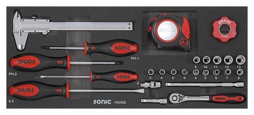 [102502] Kombinuotas įrankių rinkinys dėžėms, 25 vnt. (102502, SONIC)