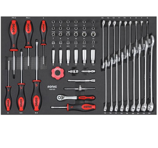 [106105] Instrumentu komplekts ratiņiem, 61 gab. (106105, SONIC)