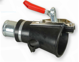 [BN-125/200-PM] Rubber nozzle with a manual locking grip and a C.O. inlet (Ø32 mm), for a hose Ø125 mm / opening Ø200 mm (BN-125/200-PM, CORAL)