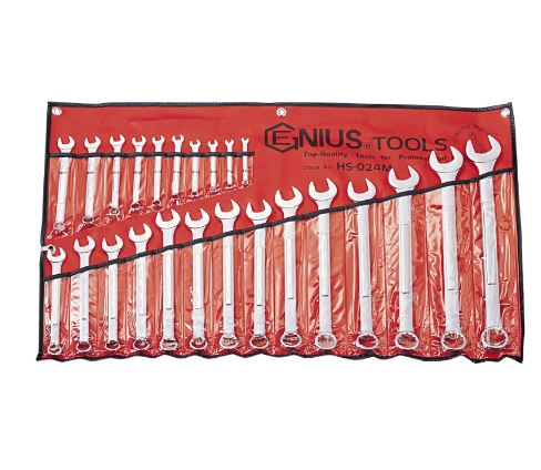 [HS-024M] Raktų kombinuotų (raktas/kilpa) komplektas (24vnt), GENIUS TOOLS (HS-024M, GENIUS)