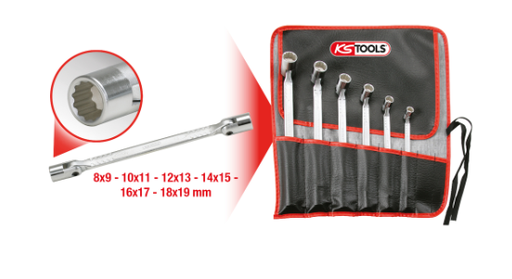 [517.0310] KS Tools flexible ratcheting combination spanner set (517.0310, KS TOOLS)