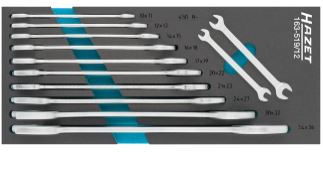 [163-519/12] Double open-end wrench set, outside hexagon profile, 12 pcs (6–36 mm) (163-519/12, HAZET)